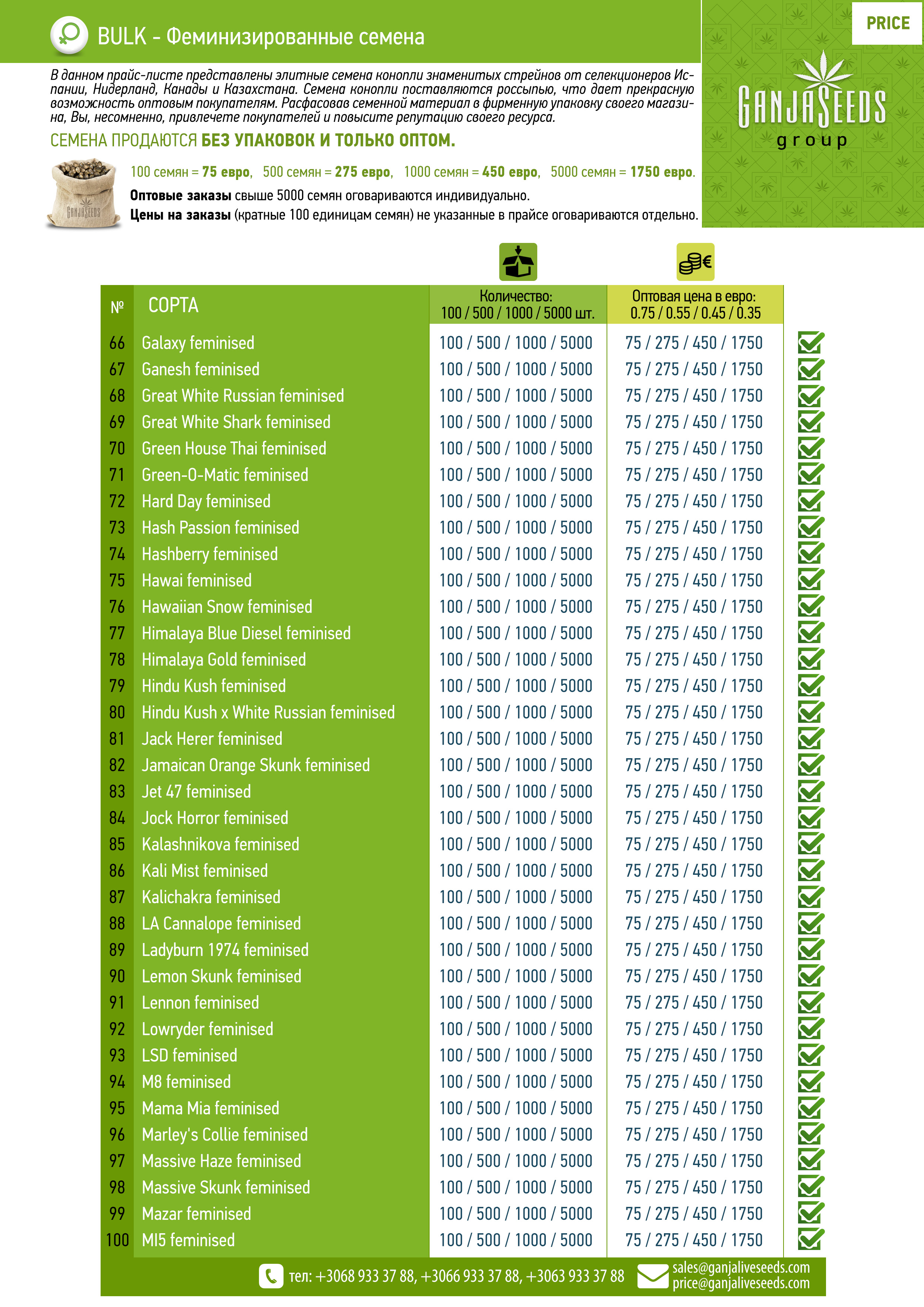 Оптовые цены на семена конопли BULK Оптовые цены на семена конопли BULK