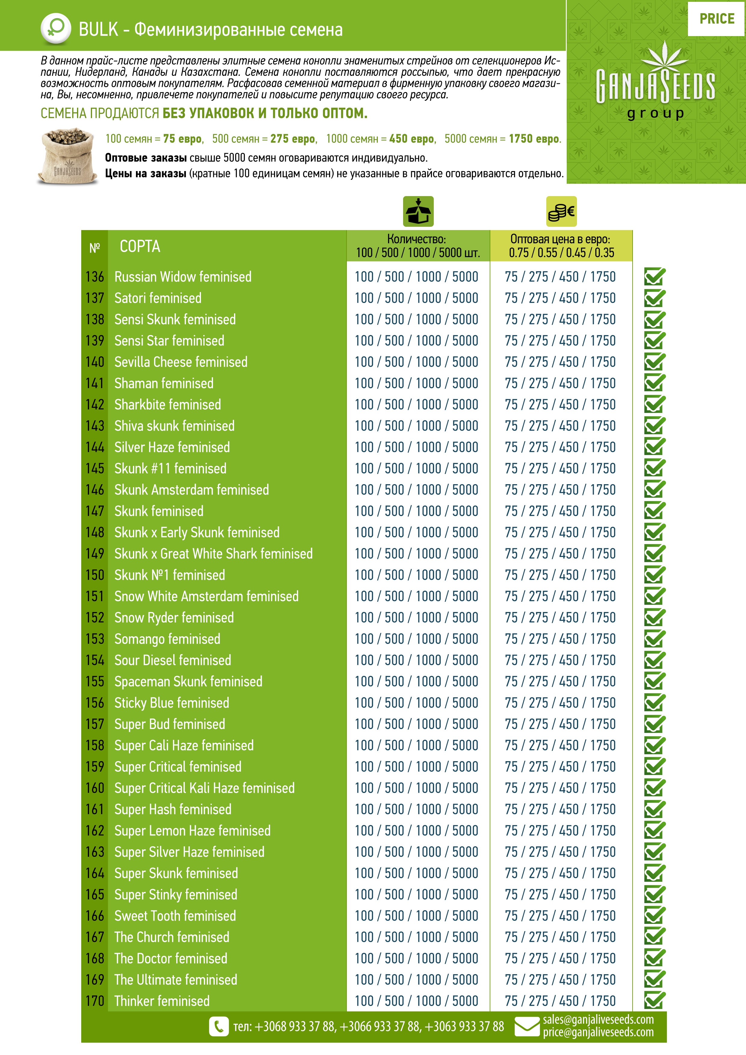 Оптовые цены на семена конопли BULK Оптовые цены на семена конопли BULK