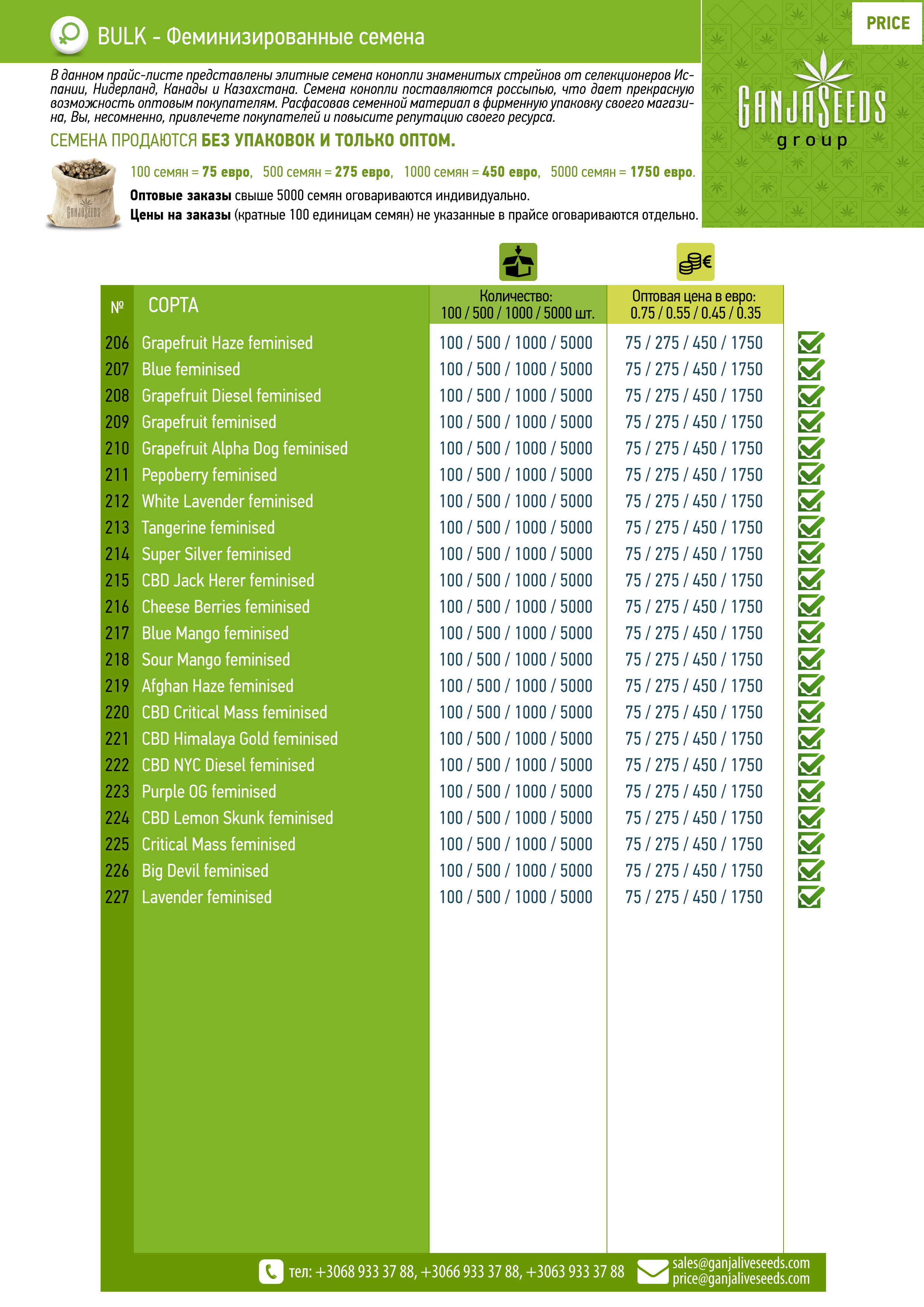 Оптовые цены на семена конопли BULK Оптовые цены на семена конопли BULK