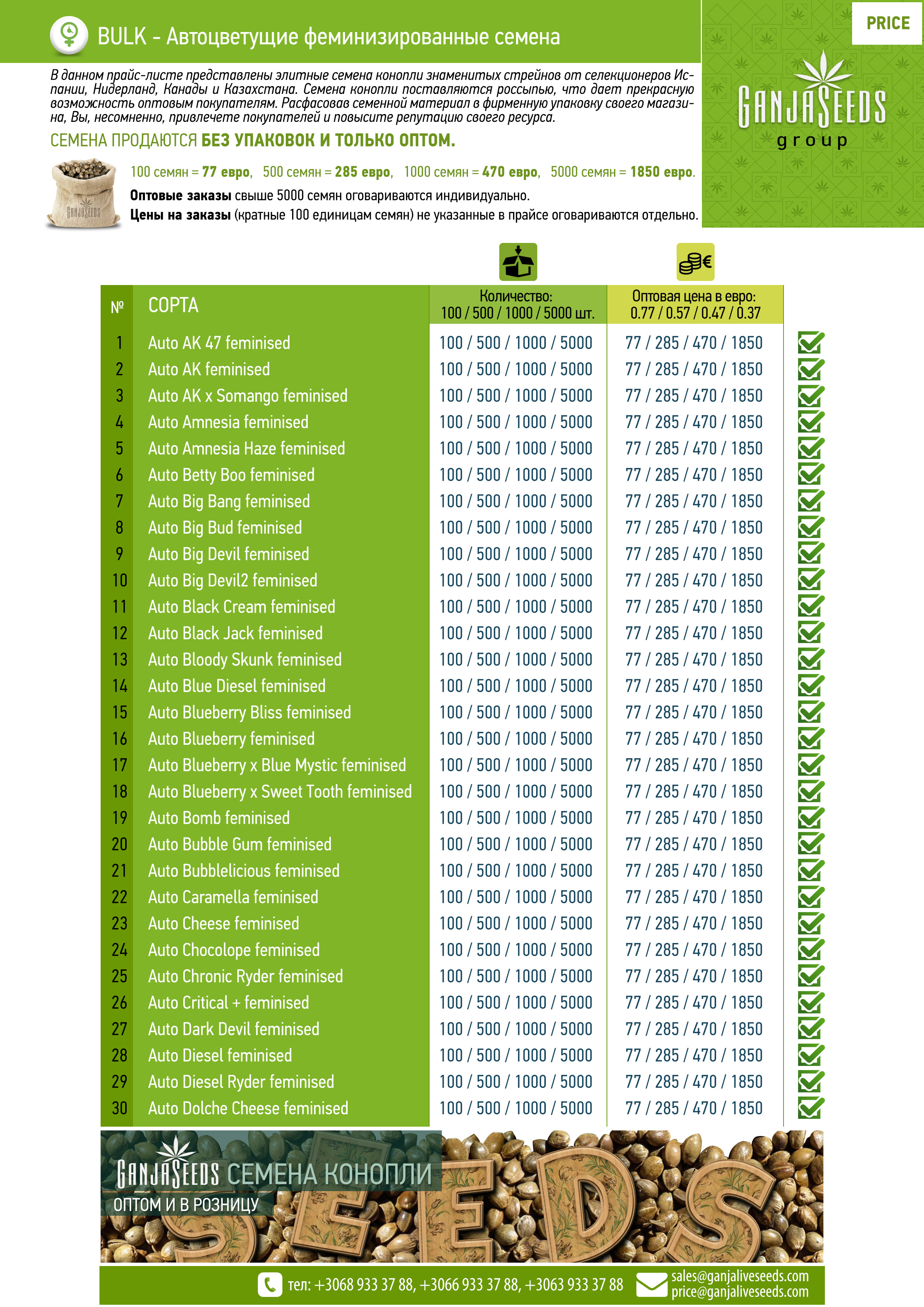 Оптовые цены на семена конопли BULK Оптовые цены на семена конопли BULK