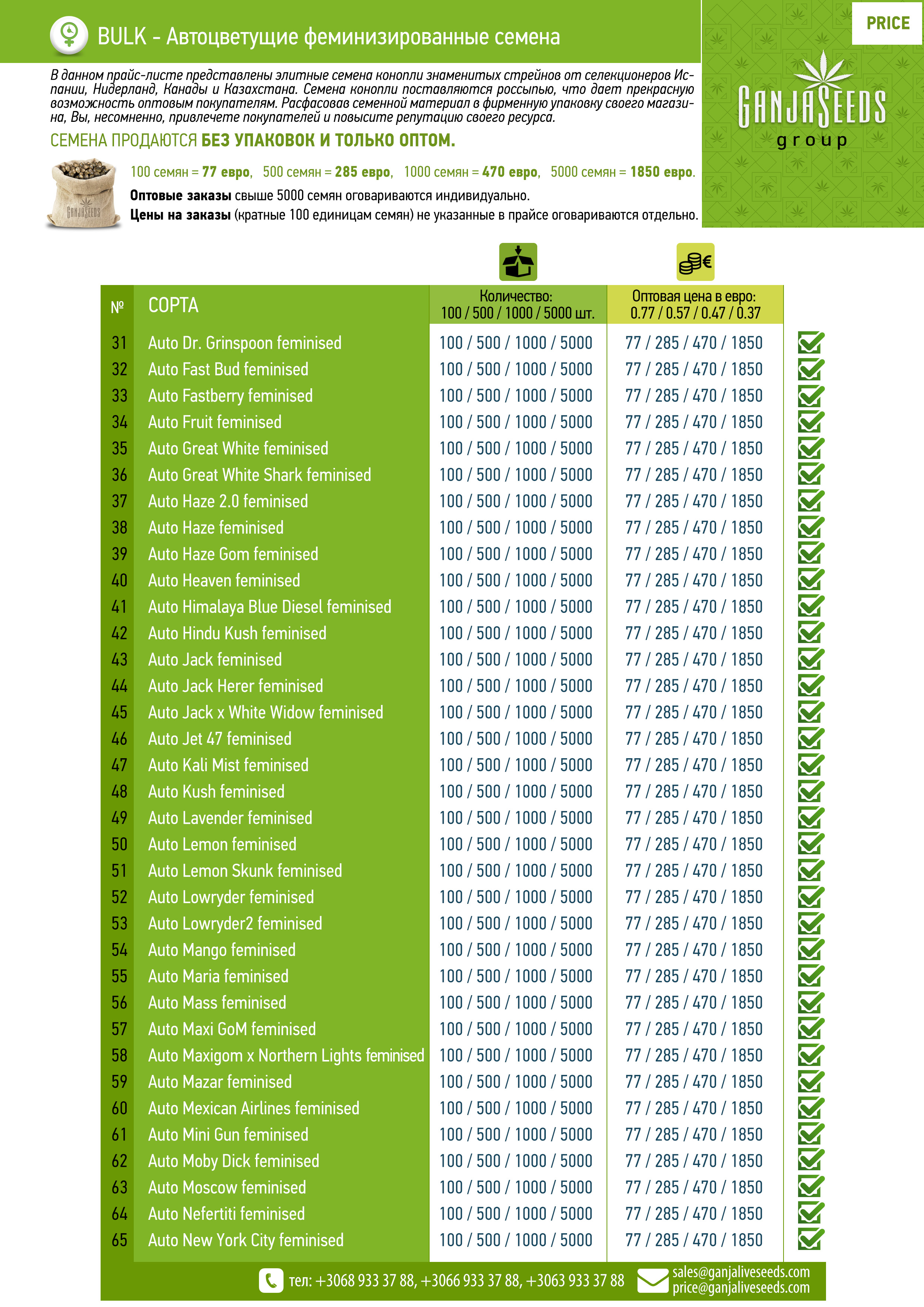 Оптовые цены на семена конопли BULK Оптовые цены на семена конопли BULK