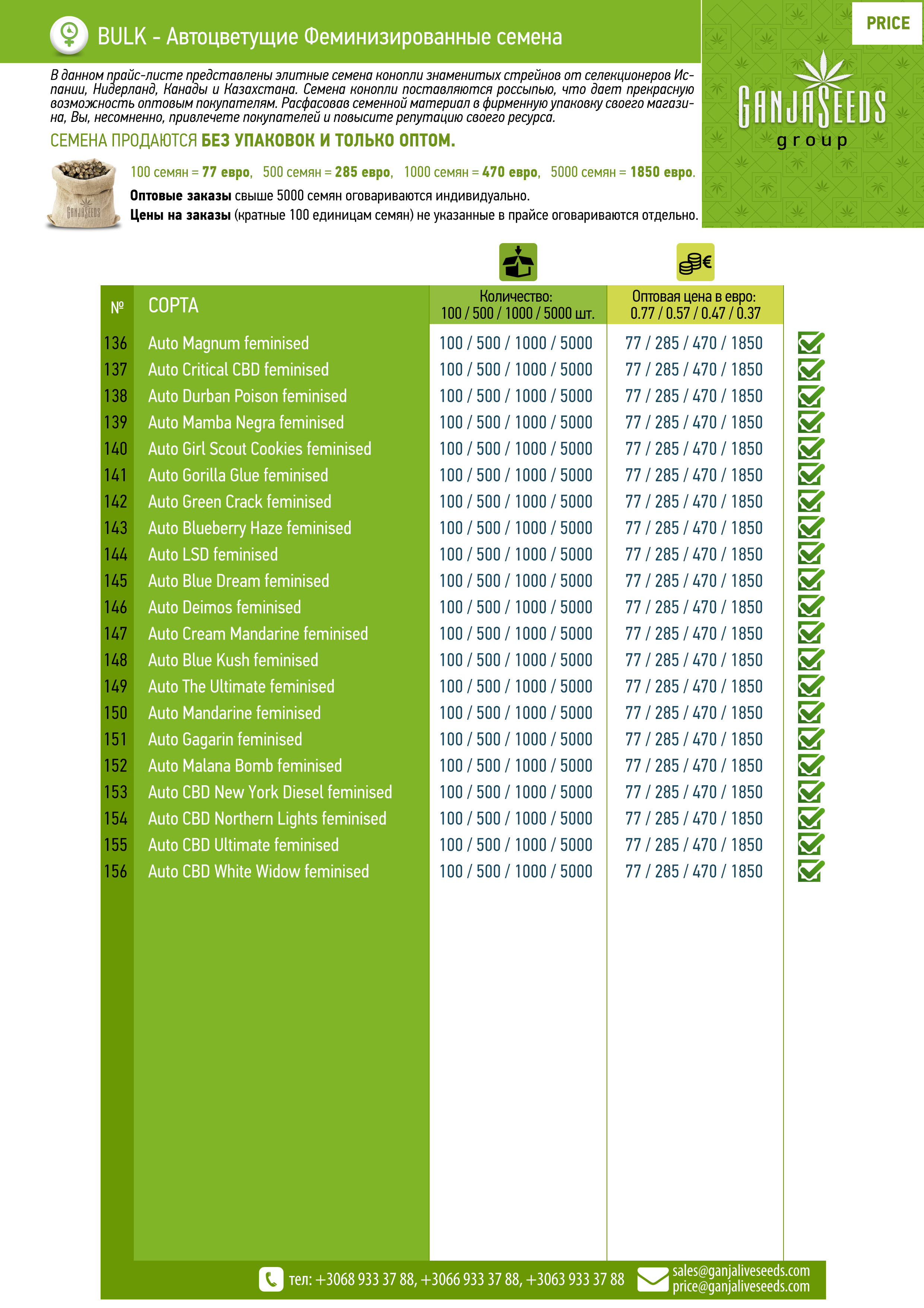Оптовые цены на семена конопли BULK Оптовые цены на семена конопли BULK