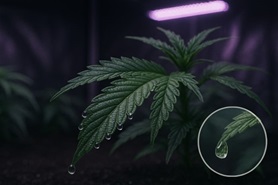 Гуттация у каннабиса: капли на листьях под микроскопом внимания